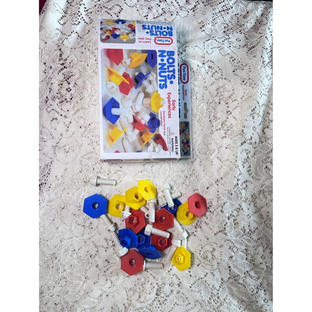 Vintage Fun Time Bolts Nuts Toy Set Preschool Learning Motor Skills - Picture 7 of 7